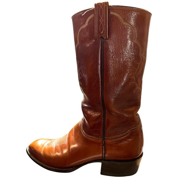 Vintage 60s/70s Tony Lama EL REY Cognac Leather Cowboy Boots Mens 8.5D 0032 Rare main image 10